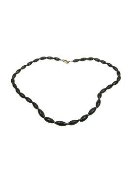 Clasp 14K Gold Filed Platted Oval Gray Marcasite Bead Necklace Crackle 17 in